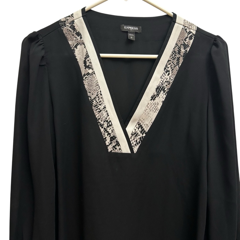 Express Black Top with Snake Print Details
